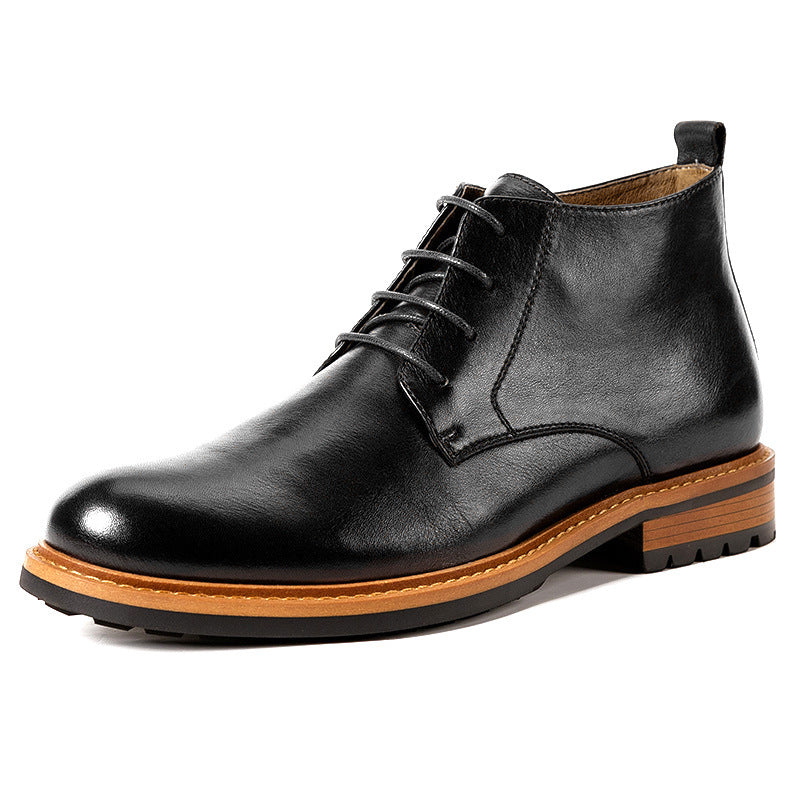 Men's High-top Short Boots Men's Shoes Round Toe Martin